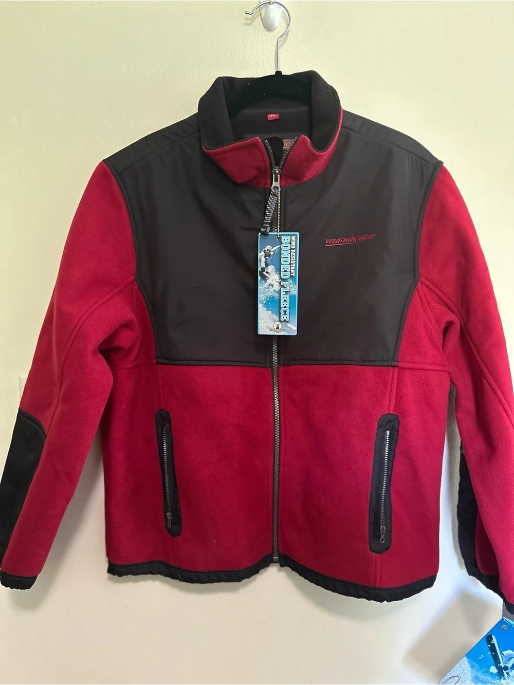 Weatherproof Men's Red Fleece Wind Resistant Jacket Size Large